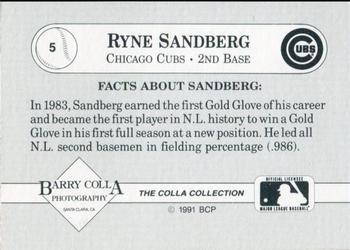 1991 The Colla Collection Ryne Sandberg #5 Ryne Sandberg Back