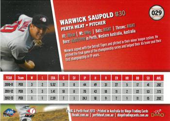 2013-14 Dingo Australian Baseball League #29 Warwick Saupold Back