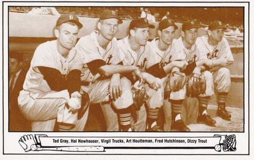 1983 TCMA Play Ball Postcards #16 Ted Gray / Hal Newhouser / Virgil Trucks / Art Houtteman / Fred Hutchinson / Dizzy Trout Front