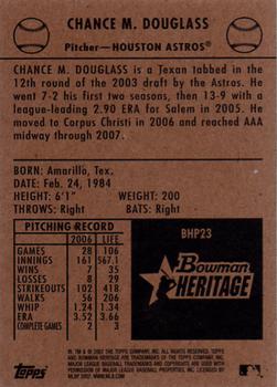 2007 Bowman Heritage - Prospects #BHP23 Chance Douglass Back