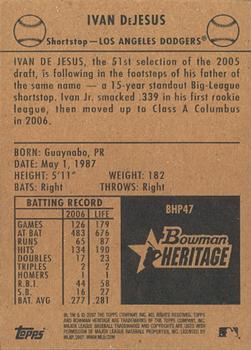 2007 Bowman Heritage - Prospects #BHP47 Ivan DeJesus Jr. Back