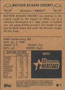 2007 Bowman Heritage - Prospects #BHP53 Matthew Sweeney Back