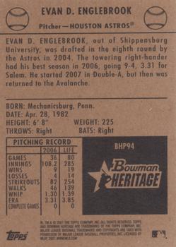 2007 Bowman Heritage - Prospects #BHP94 Evan Englebrook Back