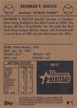 2007 Bowman Heritage - Prospects #BHP37 Brennan Boesch Back