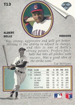 1992 Upper Deck - Ted Williams' Best #T13 Albert Belle Back