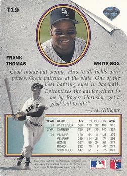 1992 Upper Deck - Ted Williams' Best #T19 Frank Thomas Back