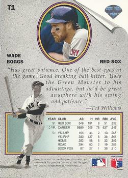 1992 Upper Deck - Ted Williams' Best #T1 Wade Boggs Back