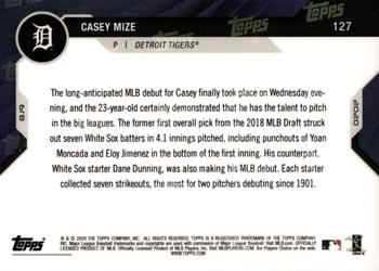 2020 Topps Now #127 Casey Mize Back
