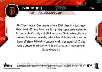 2020 Topps Now #140 Evan Longoria Back