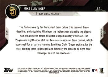 2020 Topps Now #185 Mike Clevinger Back