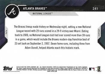 2020 Topps Now #241 Atlanta Braves Back