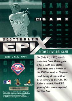 1998 Score - Epix Emerald #E11 Scott Rolen Back