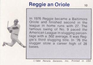 1984 Galasso Reggie Jackson Mini #10 Reggie Jackson Back