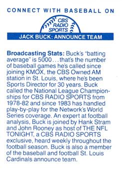 1986 CBS Radio Sports Game of the Week #NNO Jack Buck Back
