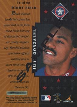 1997 Pinnacle Certified - Certified Gold Team Samples #11 Juan Gonzalez Back