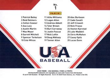 2020 Panini USA Baseball Stars & Stripes #1 Collegiate National Team Back