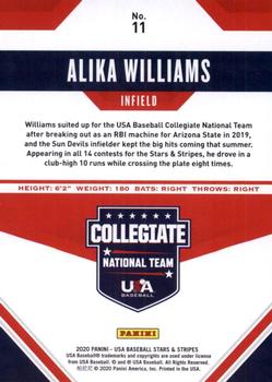 2020 Panini USA Baseball Stars & Stripes #11 Alika Williams Back