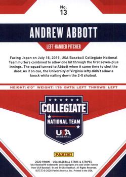 2020 Panini USA Baseball Stars & Stripes #13 Andrew Abbott Back