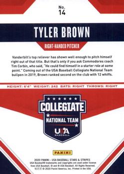 2020 Panini USA Baseball Stars & Stripes #14 Tyler Brown Back