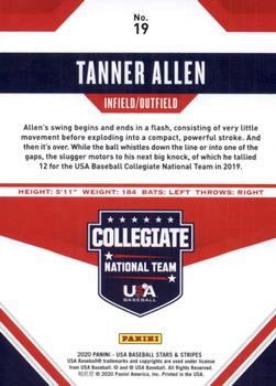 2020 Panini USA Baseball Stars & Stripes #19 Tanner Allen Back
