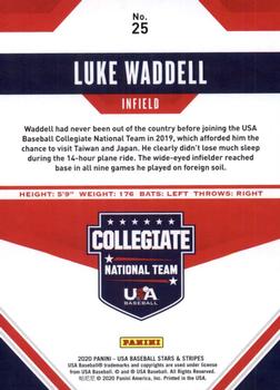 2020 Panini USA Baseball Stars & Stripes #25 Luke Waddell Back