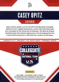 2020 Panini USA Baseball Stars & Stripes #27 Casey Opitz Back