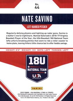 2020 Panini USA Baseball Stars & Stripes #44 Nate Savino Back