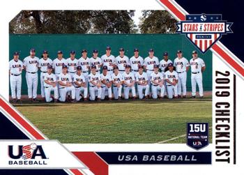 2020 Panini USA Baseball Stars & Stripes #50 15U National Team Checklist Front