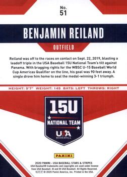 2020 Panini USA Baseball Stars & Stripes #51 Benjamin Reiland Back