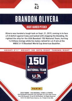 2020 Panini USA Baseball Stars & Stripes #62 Brandon Olivera Back
