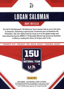 2020 Panini USA Baseball Stars & Stripes #67 Logan Saloman Back