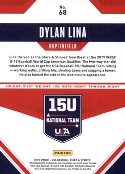 2020 Panini USA Baseball Stars & Stripes #68 Dylan Lina Back