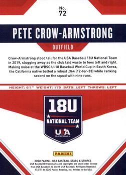 2020 Panini USA Baseball Stars & Stripes #72 Pete Crow-Armstrong Back