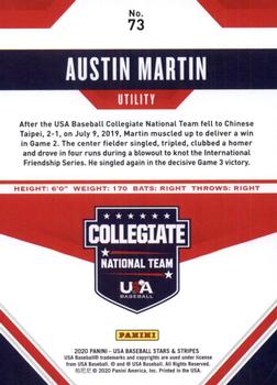 2020 Panini USA Baseball Stars & Stripes #73 Austin Martin Back