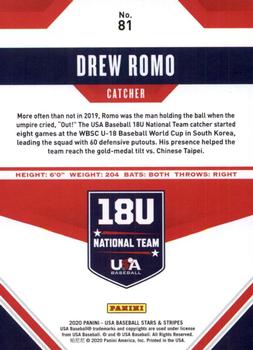 2020 Panini USA Baseball Stars & Stripes #81 Drew Romo Back
