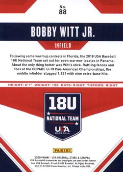 2020 Panini USA Baseball Stars & Stripes #88 Bobby Witt Jr. Back