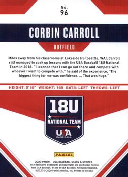 2020 Panini USA Baseball Stars & Stripes #96 Corbin Carroll Back