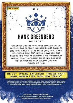 2020 Panini Diamond Kings #21 Hank Greenberg Back