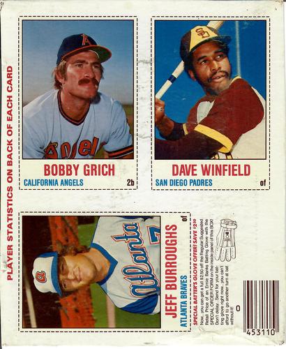 1978 Hostess - Panels L-Shaped #61-63 Jeff Burroughs / Bobby Grich / Dave Winfield Front