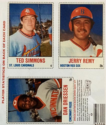 1978 Hostess - Panels L-Shaped #64-66 Dan Driessen / Ted Simmons / Jerry Remy Front