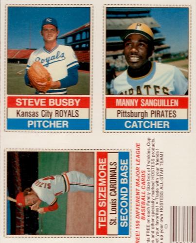 1976 Hostess - Panels L Shaped #70-72 Ted Sizemore / Steve Busby / Manny Sanguillen Front