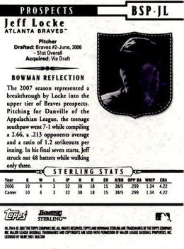 2007 Bowman Sterling - Prospects #BSP-JL Jeff Locke Back