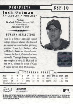 2007 Bowman Sterling - Prospects #BSP-JO Josh Outman Back