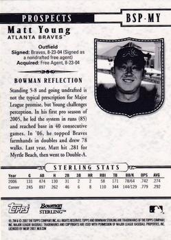 2007 Bowman Sterling - Prospects #BSP-MY Matt Young Back
