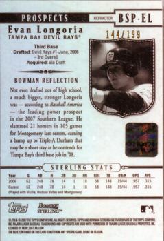2007 Bowman Sterling - Prospects Refractors #BSP-EL Evan Longoria Back