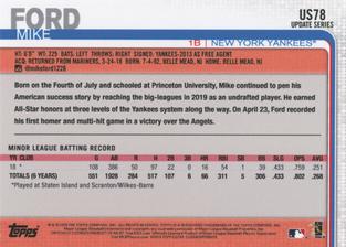 2019 Topps On-Demand Mini #US78 Mike Ford Back