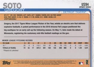 2019 Topps On-Demand Mini #US94 Gregory Soto Back