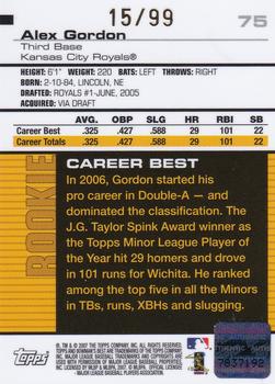 2007 Bowman's Best - Blue #75b Alex Gordon Back