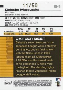 2007 Bowman's Best - Gold #64b Daisuke Matsuzaka Back