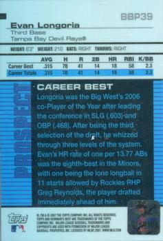 2007 Bowman's Best - Prospects #BBP39b Evan Longoria Back